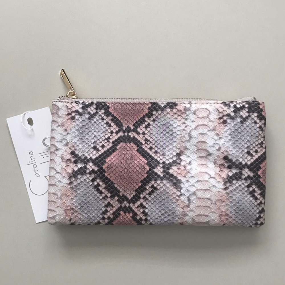 Pink Snake-Print Zip Wristlet